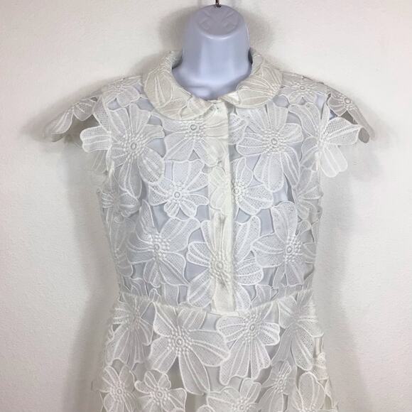 ARROGANT CAT White Floral Lace Cap Sleeve Dress size 10 - Picture 4 of 10